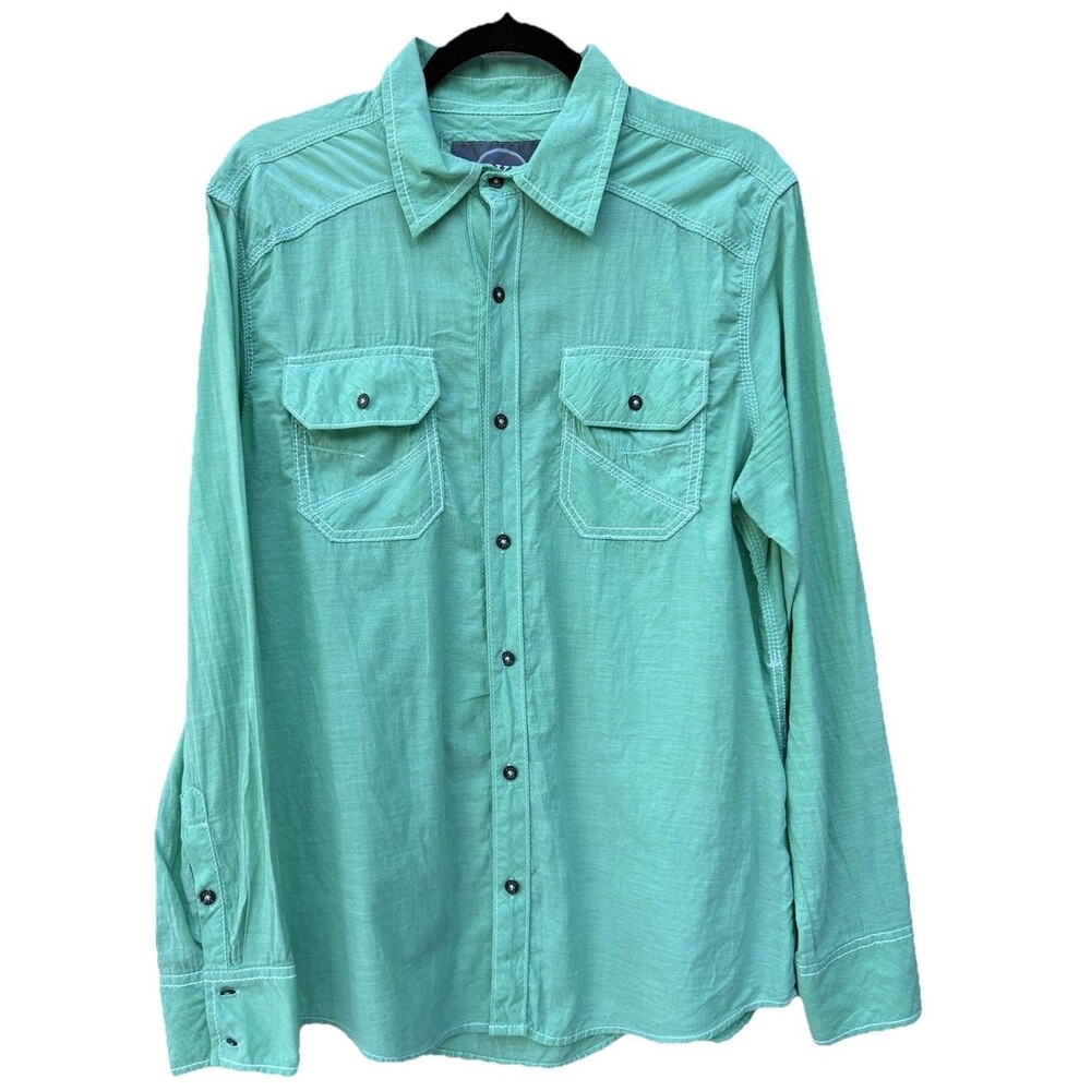 Buckle Black Shirt Men's (M) Mint Green Standard Fit Long Sleeve 100% Cotton